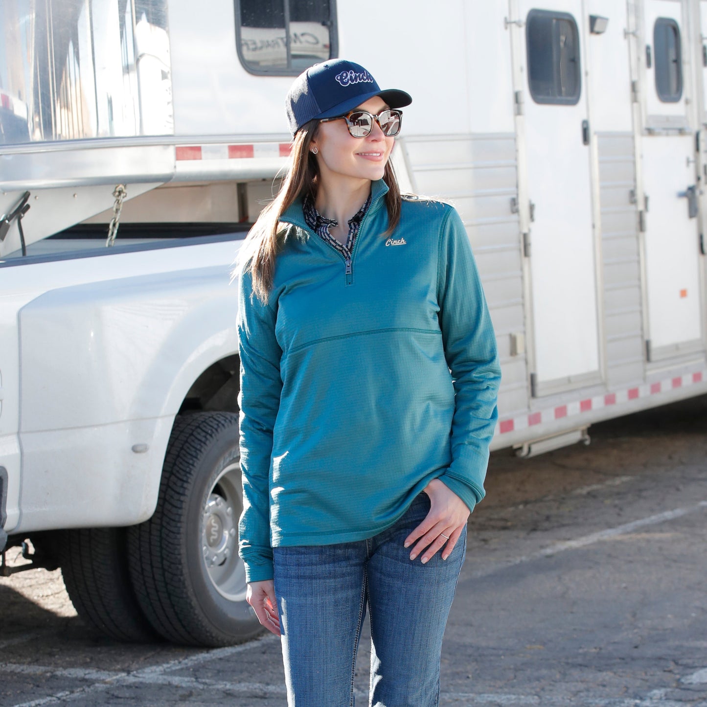 Cinch Ladies Emerald Green 1/4 Zip Athletic Jacket MAK9913001