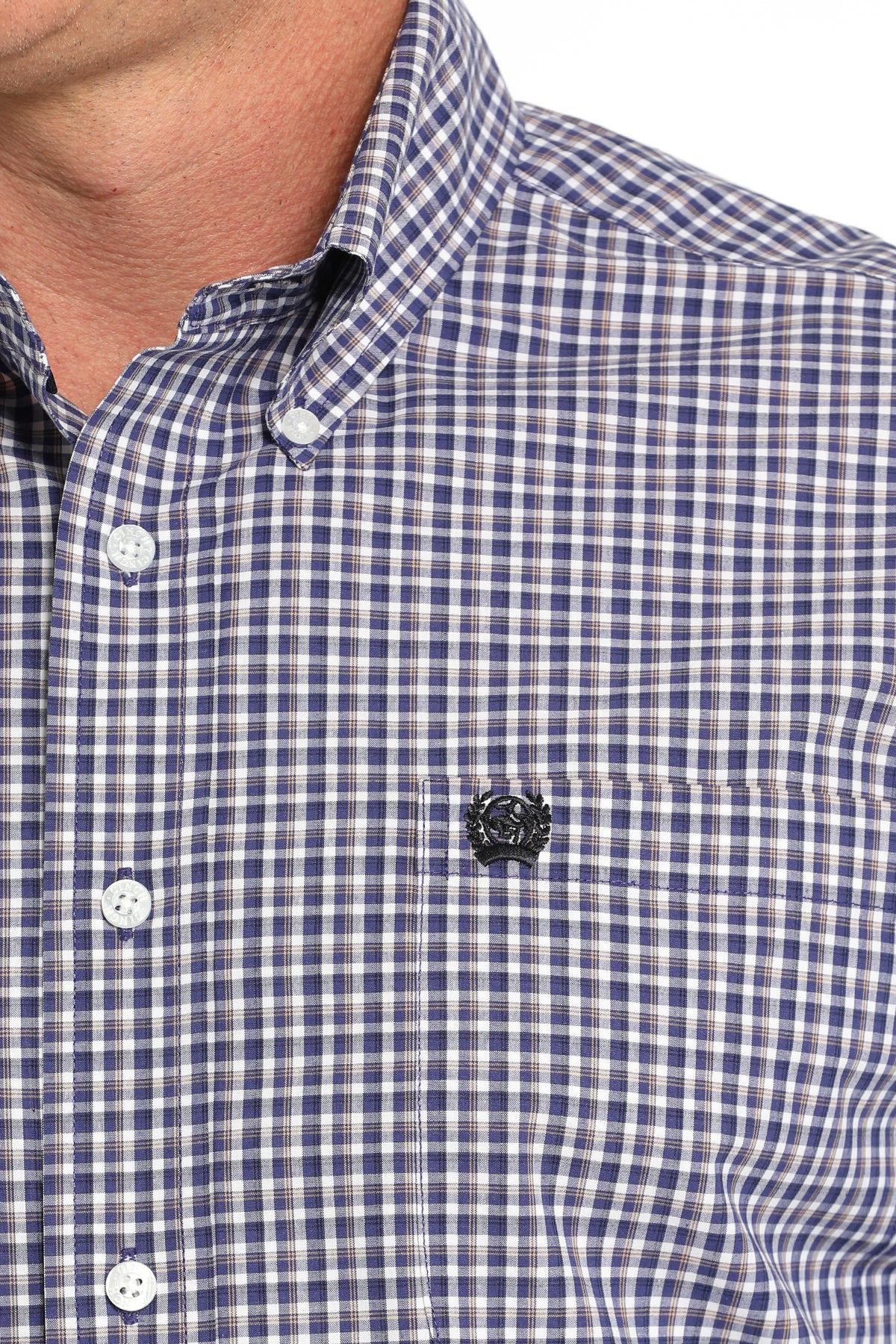 Cinch Mens Navy Plaid Print Long Sleeve Shirt MTW1105851