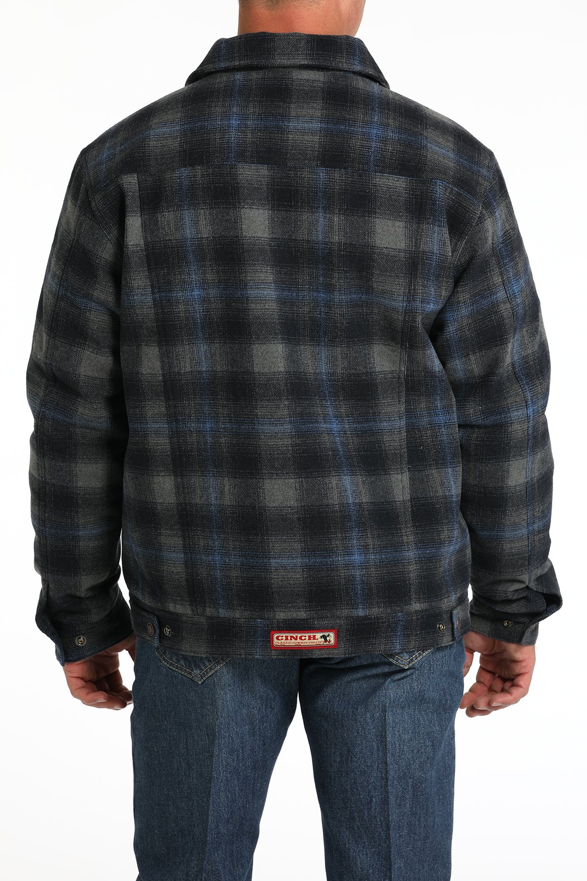 Cinch Mens Blue Plaid Wool Trucker Coat MWJ1921001