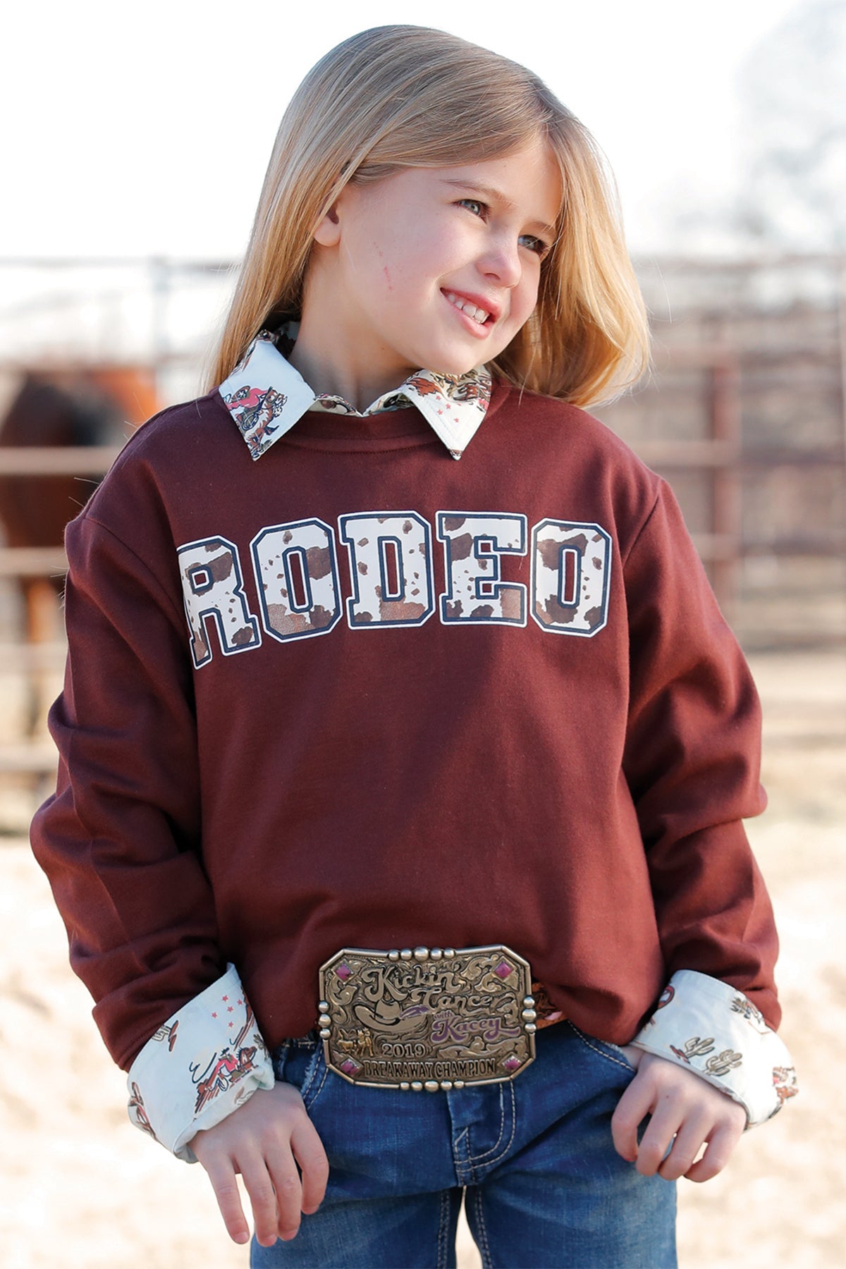 Cruel Girl Girls Burgundy Rodeo Sweatshirt CWK8002001