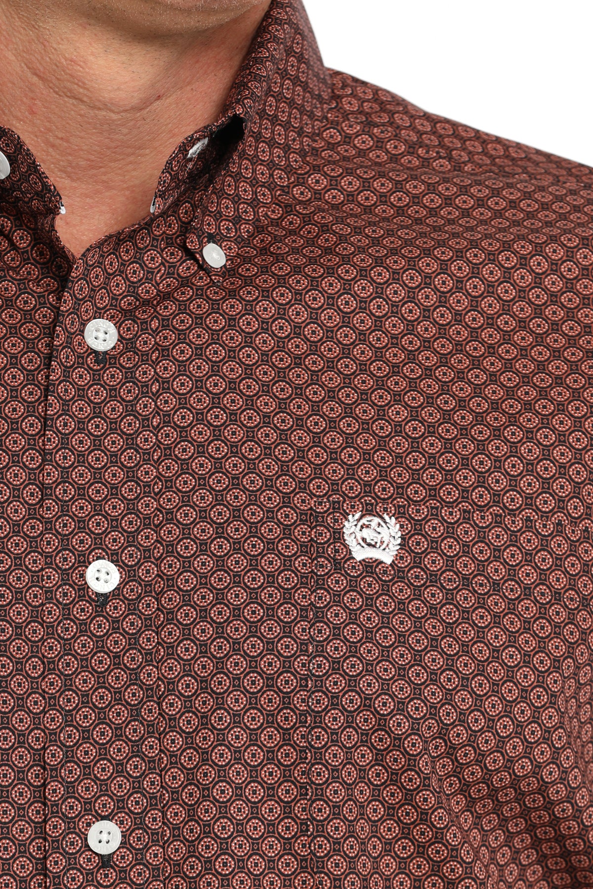 Cinch Mens Maroon Geo Print Long Sleeve Shirt MTW1105846
