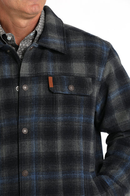 Cinch Mens Blue Plaid Wool Trucker Coat MWJ1921001