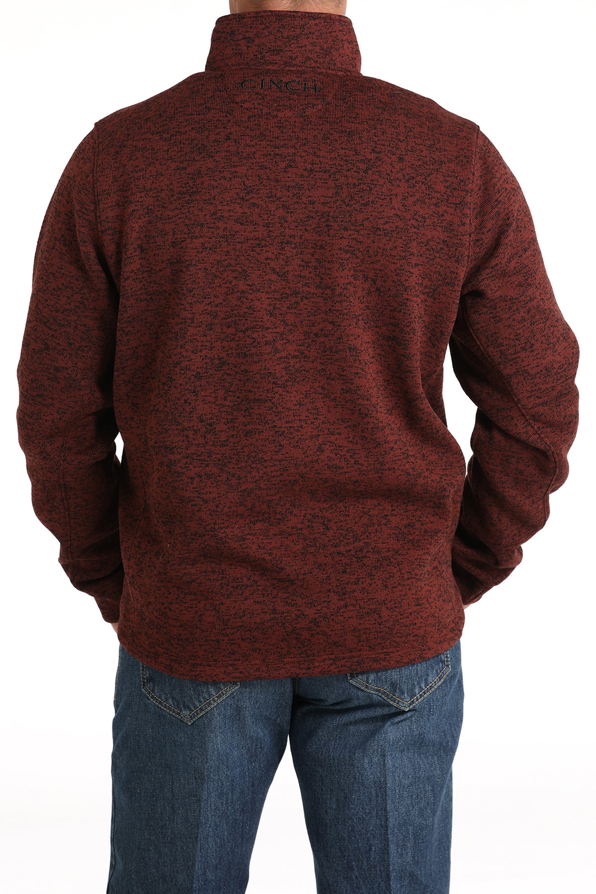 Cinch Mens Burgundy 1/4 Zip Sweater MWK1080015