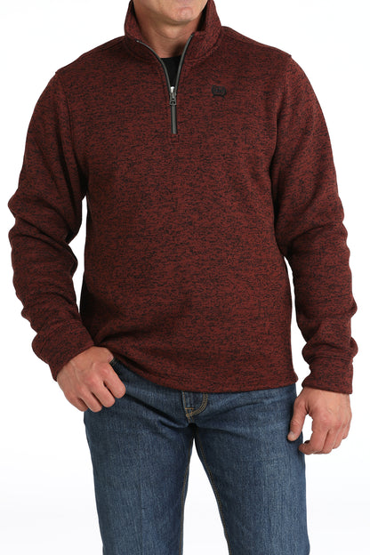 Cinch Mens Burgundy 1/4 Zip Sweater MWK1080015