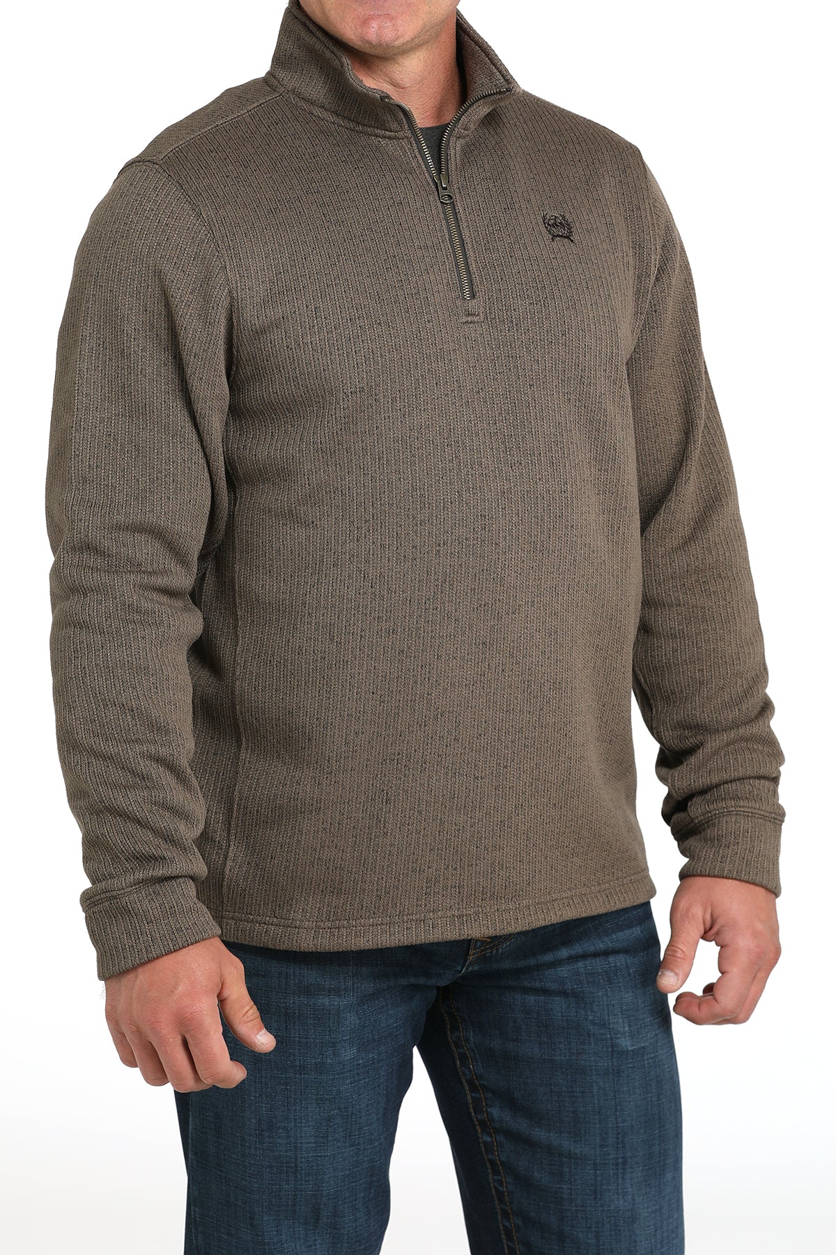 Cinch Mens Brown 1/4 Zip Sweater MWK1080017