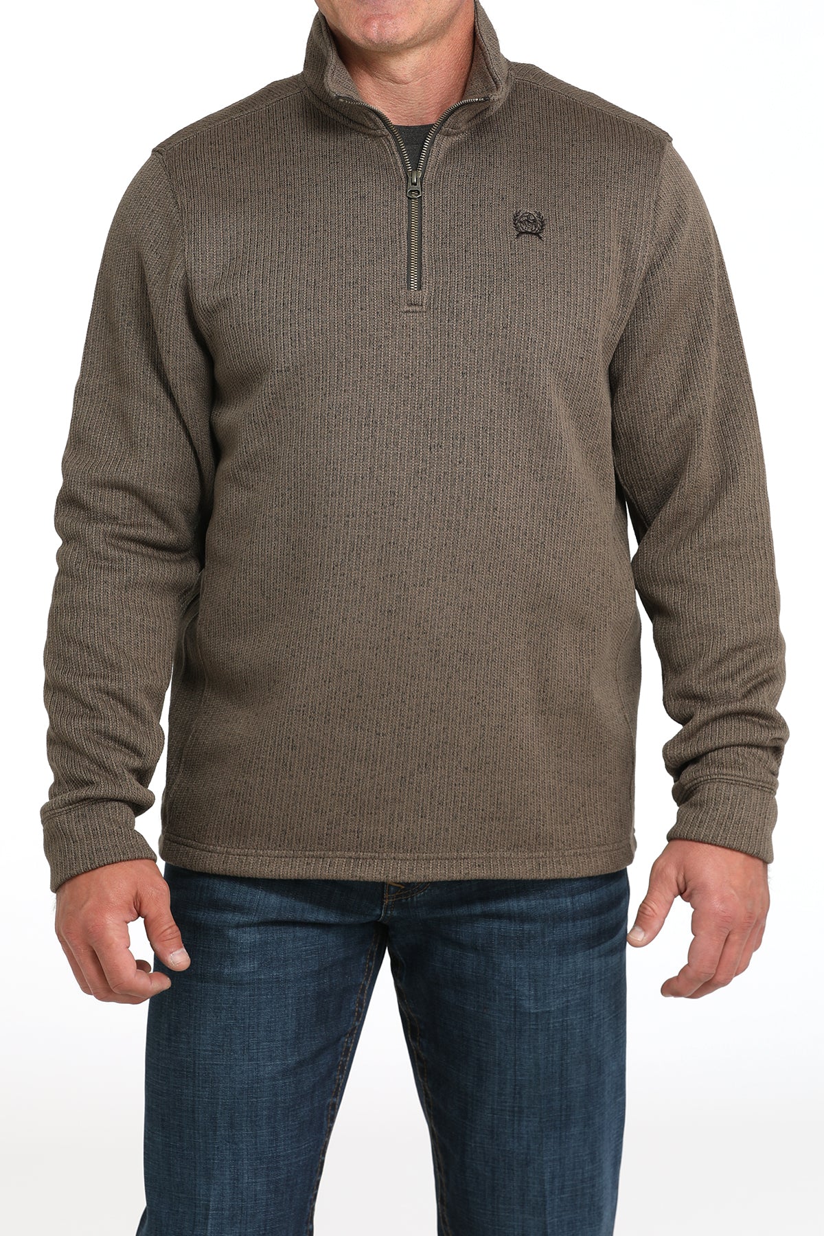 Cinch Mens Brown 1/4 Zip Sweater MWK1080017