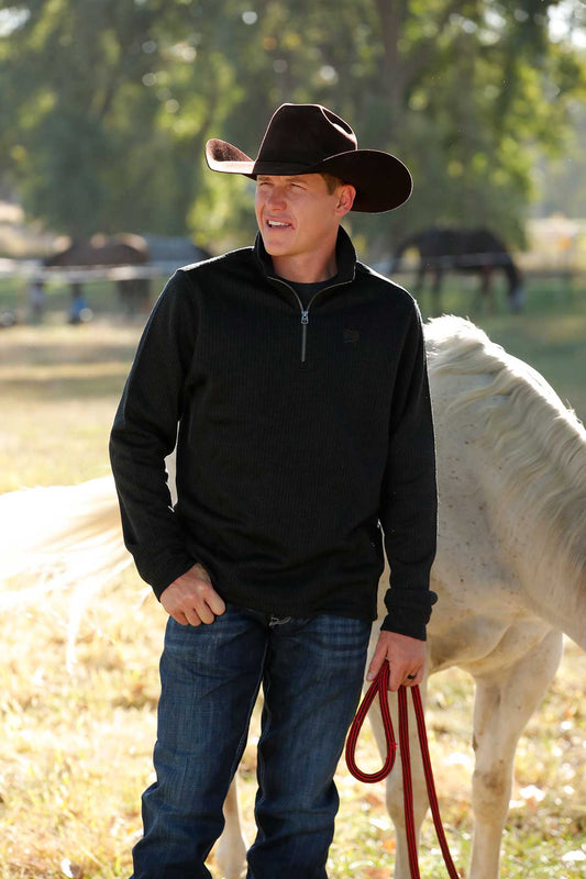 Cinch Mens Black 1/4 Zip Sweater MWK1080019