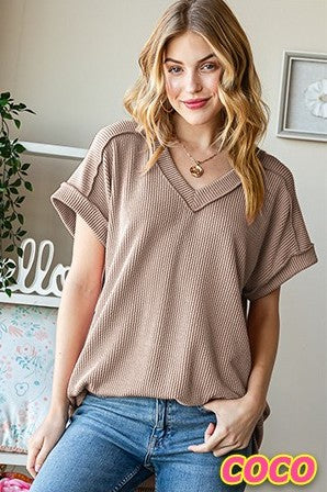 Short Sleeve Solid Ribbed Top