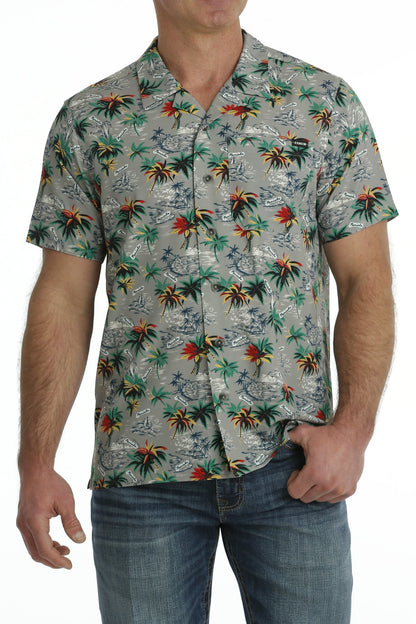 Cinch Mens Paniola Gray Hawaiian Shirt MTW1401042