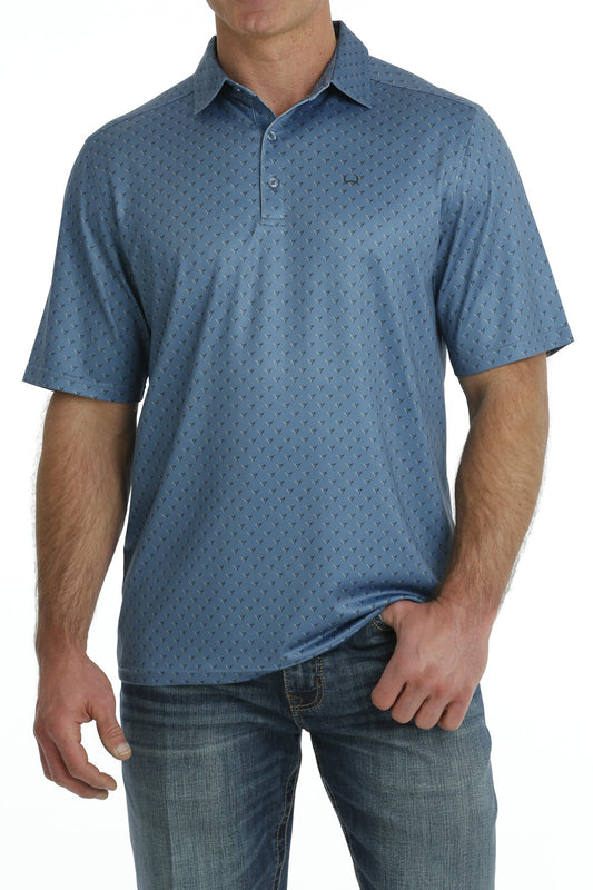 Cinch Mens Arenaflex Blue Polo Shirt MTK1863034