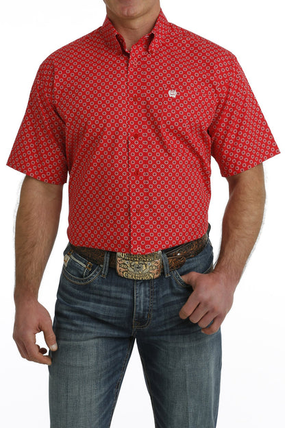 Cinch Mens Red Geo Print Shirt MTW1111450