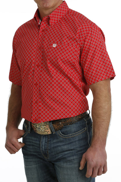 Cinch Mens Red Geo Print Shirt MTW1111450